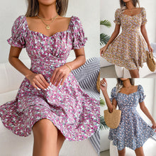 Load image into Gallery viewer, Spring Summer Elegant Floral Lace-up Waist-Controlled Large Hem Dress Women Clothing