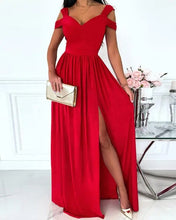 Load image into Gallery viewer, Women Clothing Maxi Dress Printed V neck Elegance Sleeveless Sexy Slit Dress