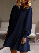 Load image into Gallery viewer, Women Clothing Crisscross Neckline Round Neck Long Sleeve Casual Sweatshirt Dress