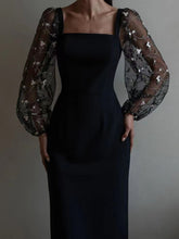 Load image into Gallery viewer, Women Concise Elegant Embroidery Stitching Hip Dress