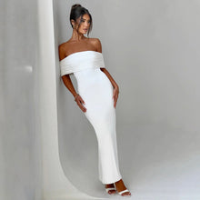 Load image into Gallery viewer, Women Clothing Summer Sexy off Shoulder Backless Bag Hip Pleated Solid Color Dress