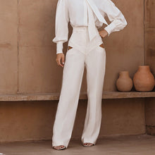 Load image into Gallery viewer, Women Clothing Autumn Niche Design Hollow Out Cutout out Casual Pants Fashionable All Match Loose White Trousers