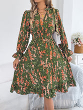 Load image into Gallery viewer, Women Clothing Spring Summer Casual Floral Flared Sleeve Waist A line Dress