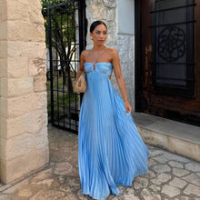 Load image into Gallery viewer, Summer Solid Color Tube Top Pleated Sleeveless Sling Dress