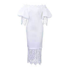 Load image into Gallery viewer, Women Clothes Elegant Lace Stitching Off Neck Dress