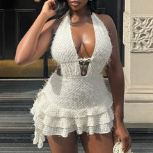 Load image into Gallery viewer, Women Clothing Dress V neck Hollow Out Cutout Pettiskirt Neck Strap Backless Fine Wool Dress