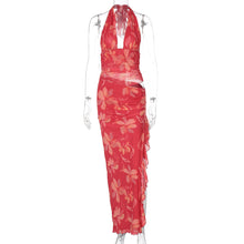 Load image into Gallery viewer, Arrival Women Clothing Sexy Deep V Plunge Wrapped Chest Stitching Cropped Outfit Long Wooden Ear Halter Dress Women