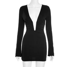 Load image into Gallery viewer, Women Clothing Summer Sexy Long Sleeve Deep V Plunge neck Hip Dress