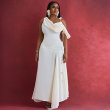 Load image into Gallery viewer, Women Clothing Summer Dignified Sense of Design off the Shoulder Mid Length Slim Strap Dress