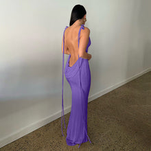 Load image into Gallery viewer, Clothing Summer Sexy Slim Dress Lace up Backless Sheath Dress Long Dress for Women