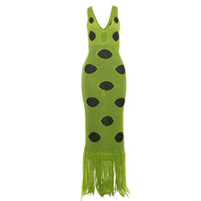 Load image into Gallery viewer, Autumn Sexy Hip Knitwear Dress Black Polka Dot Dress Swing Tassel Dress