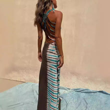 Load image into Gallery viewer, Dress Positioning Printing Backless Lace Up Sexy Dress
