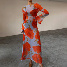 Load image into Gallery viewer, Sexy See through Mesh Floral Print Dress Lazy Casual Wild Dress