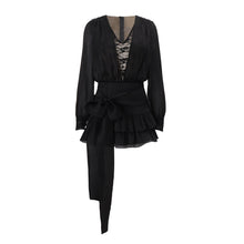 Load image into Gallery viewer, Autumn French Pure Lace Splicing Sexy V neck Long Sleeve Dress