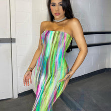 Load image into Gallery viewer, Women Clothing Spring Summer Colorful Tie Dye off Shoulder Tube Top Dress