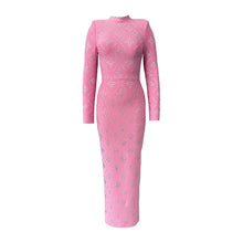 Load image into Gallery viewer, Long Sleeve Slim Heavy Embroidery Drilling Bandage One Piece Dress The Dinner Party Formal Dress