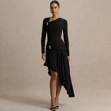 Load image into Gallery viewer, Autumn Winter Graceful Fashionable Women Slim Dress Sexy Pleated Irregular Asymmetric Maxi Dress