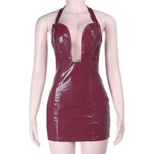 Load image into Gallery viewer, Sexy Faux Leather Halter Hip Spaghetti Straps Dress Spring Slim Fit Dress