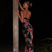 Load image into Gallery viewer, French Women Clothing V neck Strap Slim Fit Figure Flattering Maxi Dress Vintage Printed Court Advanced Dress