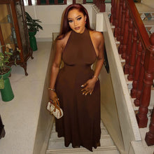 Load image into Gallery viewer, Elegant Women Tight Waist Sexy Slim A line Dress round Neck Sleeveless Solid Color Maxi Dress