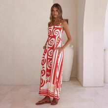Load image into Gallery viewer, Summer Geometric Abstract Print Vacation Large Swing Cami Dress Women Dress
