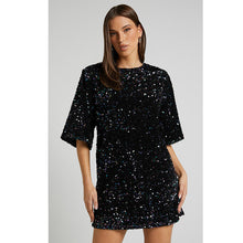 Load image into Gallery viewer, Autumn Winter Velvet Sequin Elegant V neck Backless Short Sleeve Dress