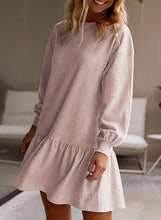 Load image into Gallery viewer, Women Clothing Crisscross Neckline Round Neck Long Sleeve Casual Sweatshirt Dress