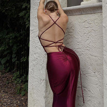 Load image into Gallery viewer, Women Clothing Winter Sexy Backless Lace up Fold Dress