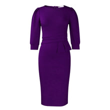 Load image into Gallery viewer, Solid Color round Neck Office Office Hip Dress