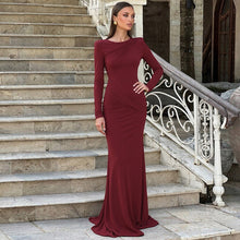 Load image into Gallery viewer, Women Clothing Autumn Sexy Backless Elegant Slim Fit Long Sleeve Sheath Dress Women