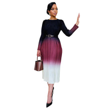 Load image into Gallery viewer, Women Clothing Gradient Positioning Printing Long Sleeve Pleated Dress
