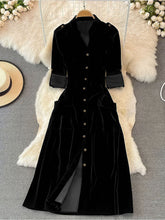 Load image into Gallery viewer, Autumn Winter French Retro Elegant High Grade Velvet Cardigan Dress for Women