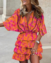 Load image into Gallery viewer, Women Batman Sleeve V Neck Irregular Hem Dress