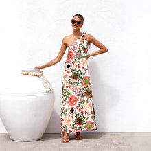 Load image into Gallery viewer, Summer Dress Printed Shoulder Lace up Elegant Dress Women