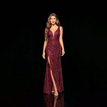 Load image into Gallery viewer, Evening Dress High Slit Backless Sequ Slim Fit Fishtail Maxi Dress Spring