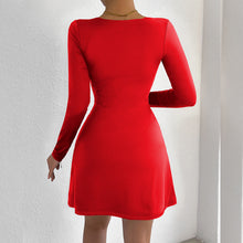 Load image into Gallery viewer, Women Clothing Square Collar Tight Long Sleeve Slit Flared Mini Sexy Dress