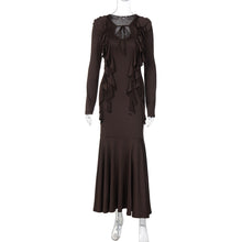 Load image into Gallery viewer, Women Clothing Autumn Ruffles Lace up Long Sleeve Waist Dress