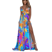 Load image into Gallery viewer, Sundress Spring New Leaf Four-Sided Stretch Dress Bohemian off-the-Shoulder Strap Tube Top Mop Dress Boho Vacation Maxi Dresses