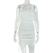 Load image into Gallery viewer, Women Clothing Micro Transparent Splicing Package Hip Dress One Shoulder Tube Top Asymmetric Dress