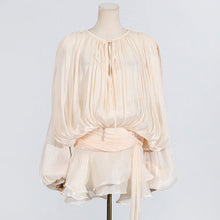 Load image into Gallery viewer, Puff Sleeve Lotus Leaf dress Early Spring Pleated Design Short Mesh Dress Women
