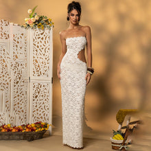 Load image into Gallery viewer, Summer Sexy Lace Hollow Out Cutout Split Women Tube Top Dress