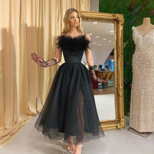 Load image into Gallery viewer, Spring Summer Women Clothing Feather Straps Tulle Elegant Evening Dress
