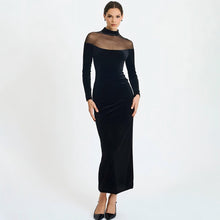 Load image into Gallery viewer, Autumn Winter Wear Voile See through Stitching Dress Sexy Tight Solid Color Dress