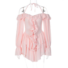 Load image into Gallery viewer, Women Clothing Autumn Sexy Halter Low Cut Ruffled Long Sleeve Romper