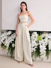 Load image into Gallery viewer, Spring Slim Fit High Grade Slim Sexy White Beautiful High Waist Wide Leg Women Two Piece Sets