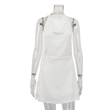 Load image into Gallery viewer, Women Clothing Satin Draping Dress Sexy Backless Halter Lace up A line Dress