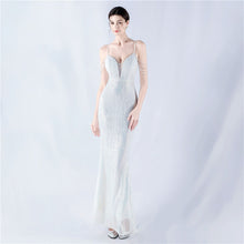 Load image into Gallery viewer, Dress Positioning Floral Sequin Craft Beaded Strap Evening Dress