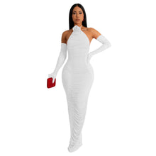 Load image into Gallery viewer, Women Solid Color Sleeve Cover Hollow Out Cutout Lace Maxi Dress Women