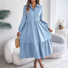 Load image into Gallery viewer, Autumn Winter Collared Casual Loose Long Sleeve Ruffled Shirt Dress Women Clothing
