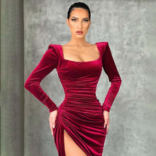 Load image into Gallery viewer, Women Clothing Winter Sexy Square Neck Fold High Waist Tuxedo Dress